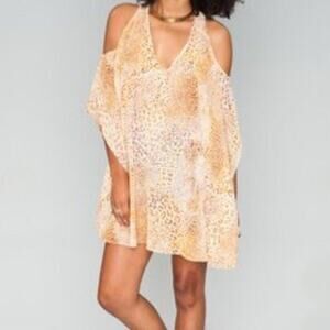 Show Me Your Mumu Peta Boo sheer Tunic Animal Print V-neck cold shoulder FLOWY